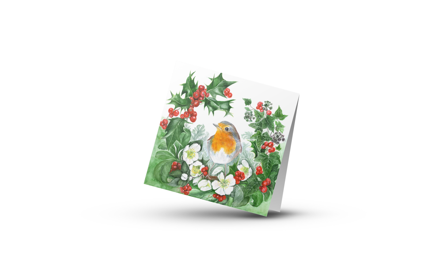 Little Robin Original Watercolour Christmas Card
